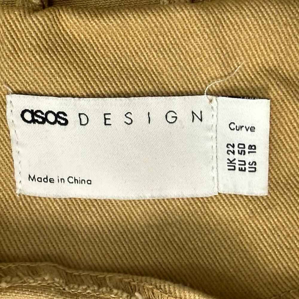 ASOS Design Stone Tan Oversized Cotton Canvas Hooded Bomber Jacket Plus Size 18 - Picture 3 of 12